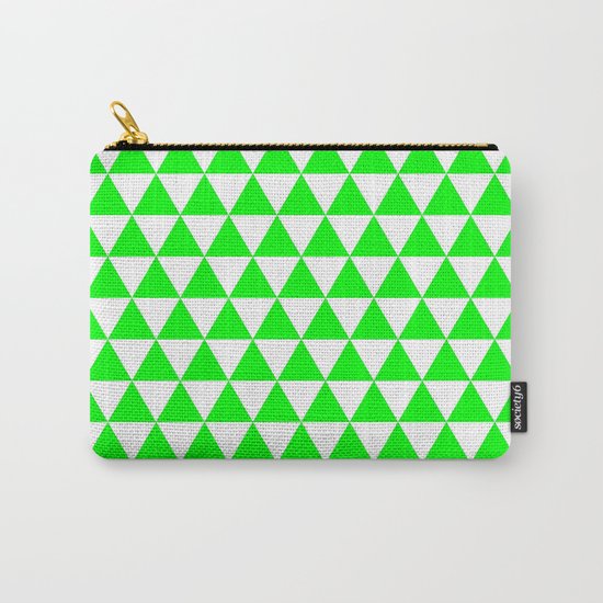 Triangles (Green/White) Carry-All Pouch