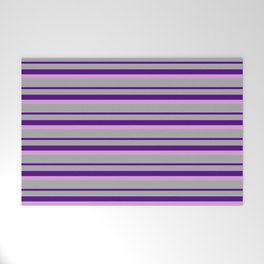 [ Thumbnail: Dark Grey, Indigo, and Plum Colored Lined/Striped Pattern Welcome Mat ]