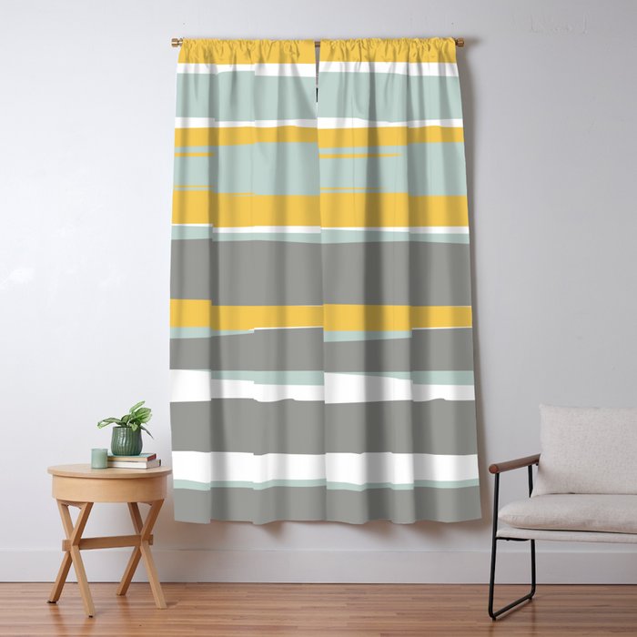 Stripe Abstract Sun And Beach Yellow Pale Aqua Blue Gray Blackout Curtain By Meganmorrisart Stripe Abstract Sun And Beach Yellow Pale Aqua Blue Gray Blackout Curtain By Meganmorrisart