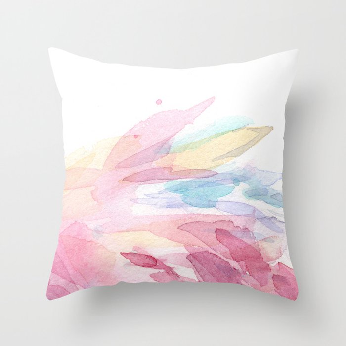 Pink Flamingo Soft Feathers Pastel Watercolor Texture Throw Pillow
