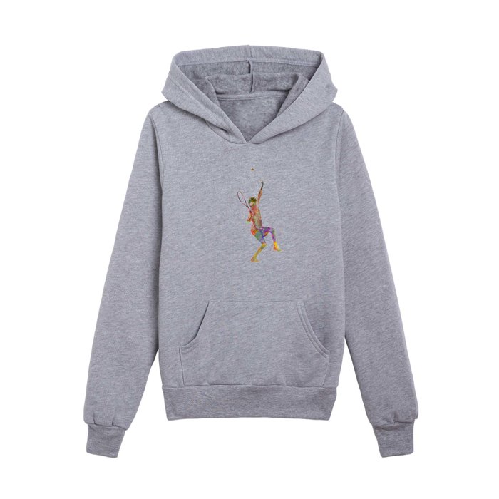 Tennis player in watercolor Kids Pullover Hoodie