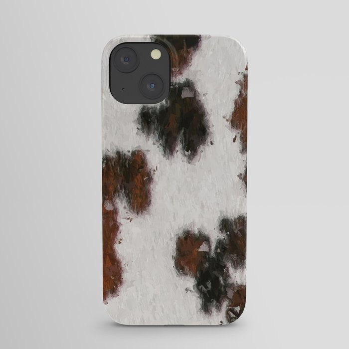 Bohemian Rust Cowhide Patch of Fur Painted with Brushstrokes iPhone Case