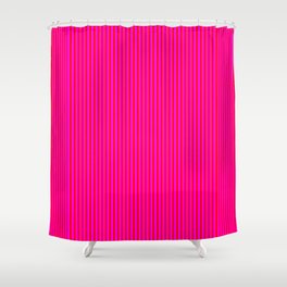 [ Thumbnail: Red & Fuchsia Colored Stripes Pattern Shower Curtain ]