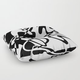 Retro Abstract Swirl // Black & White Floor Pillow