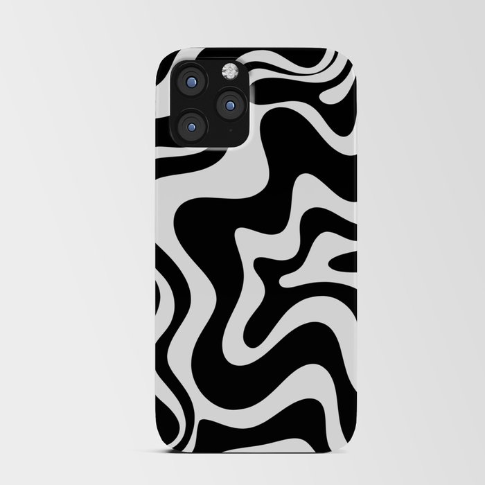 Liquid Swirl Abstract Pattern in Black and White iPhone Card Case