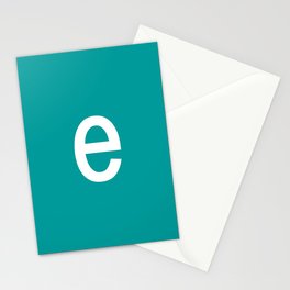 LETTER e (WHITE-TEAL) Stationery Card