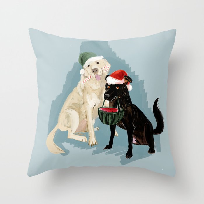 Doggy Holidays Throw Pillow