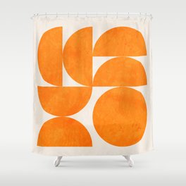 Geometric Shapes orange mid century Shower Curtain