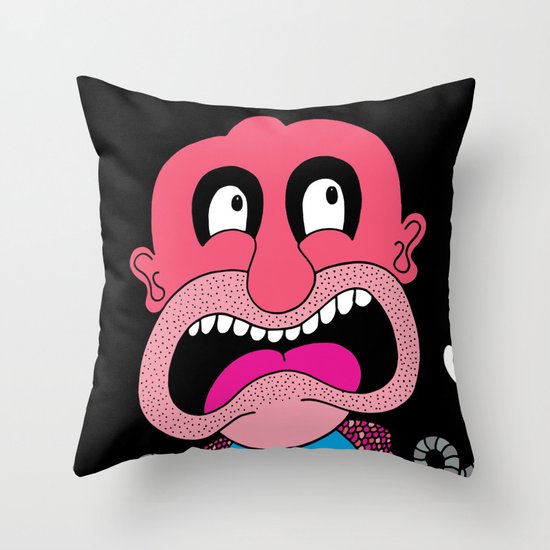 Red Face Weirdo Throw Pillow