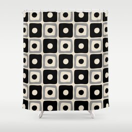 Mid Century Modern Square Dot Pattern 771 Winter Black and Gray Shower Curtain
