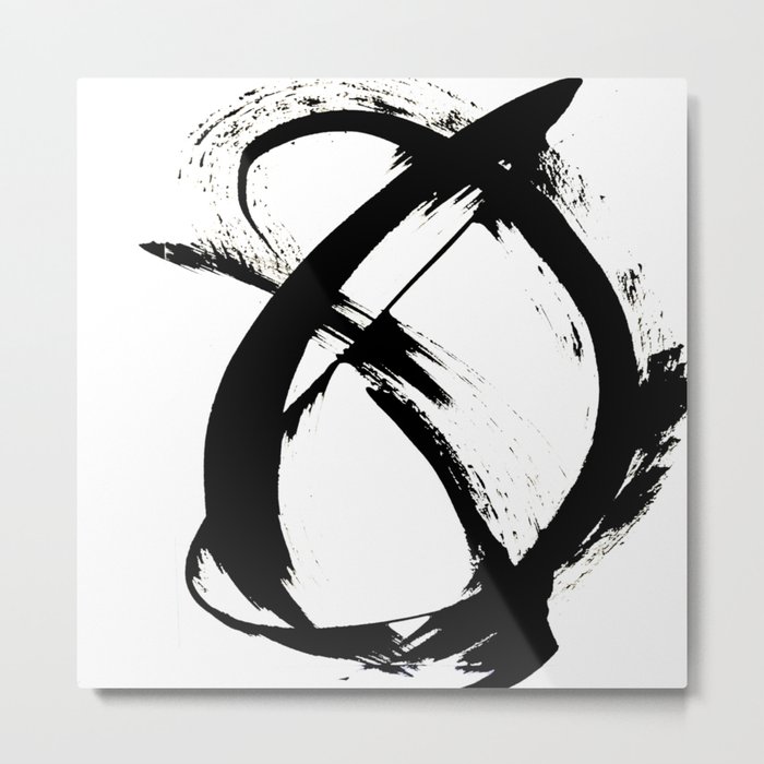 Brushstroke [7]: a minimal, abstract piece in black and white Metal Print