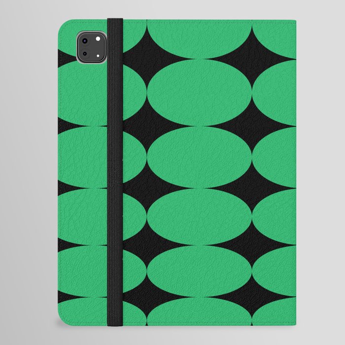 Retro Round Pattern - Green Black iPad Folio Case