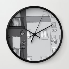 Buildings Lines Greys Wall Clock