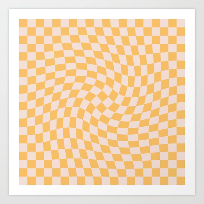 Check I - Yellow Twist — Checkerboard Print Art Print