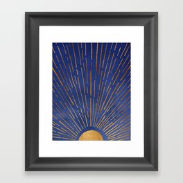 Twilight Blue and Metallic Gold Sunrise Framed Art Print