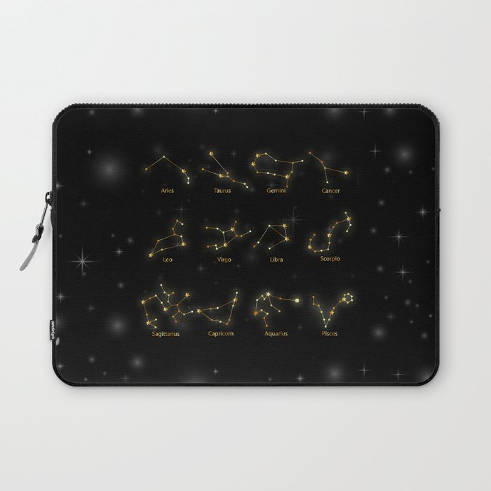 Zodiac signs astrology astrological constellations symbols gold Laptop Sleeve