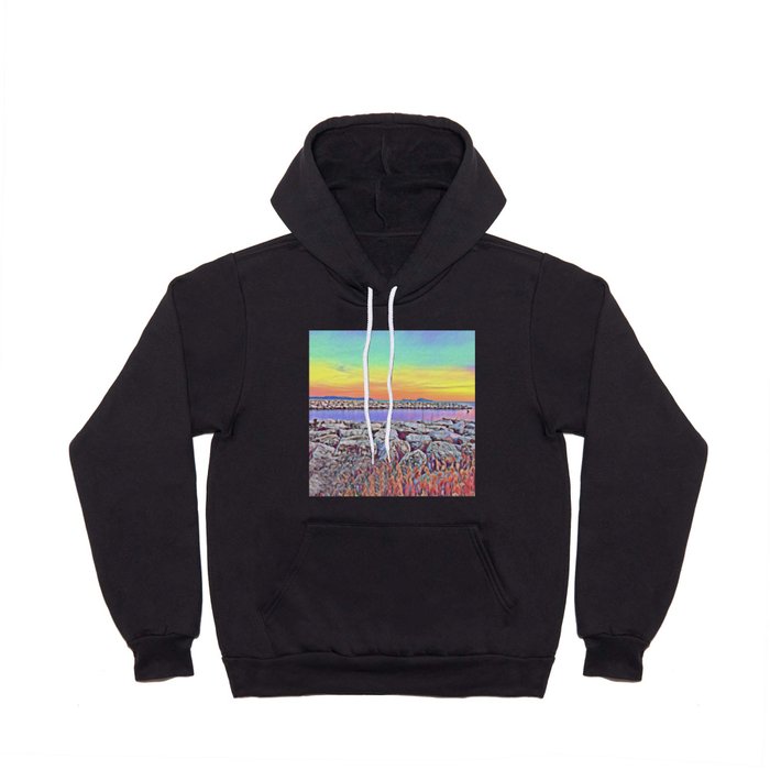A Psychedelic And Colorful Sunset On White Rocks In Naples (Italy)  Hoody