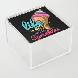 Life Better With Sprinkles Sweet Dessert Ice Cream Acrylic Box