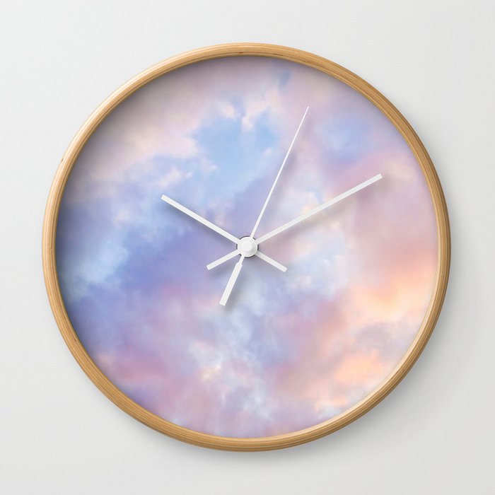 cotton candy clouds Wall Clock