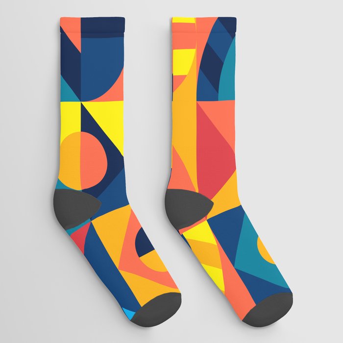 Memphis Bauhaus Colorful Geometric Socks