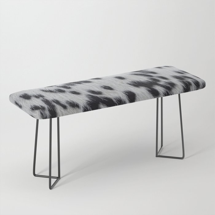 Black and White Cow Skin Print Pattern Modern, Cowhide Faux Leather Bench
