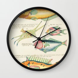 Colourful and surreal s of fishes found in Moluccas (Indonesia) and the East Indies by Louis Renard Wall Clock