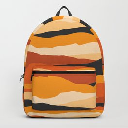 Abstract Orange wavy mountain silhouette pattern. Digital Illustration background Backpack