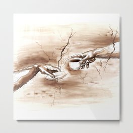 The Creation of Coffee Metal Print | Creation, Life, Cup, Love, God, Illustration, Ink, Renaissance, Hands, Painting 