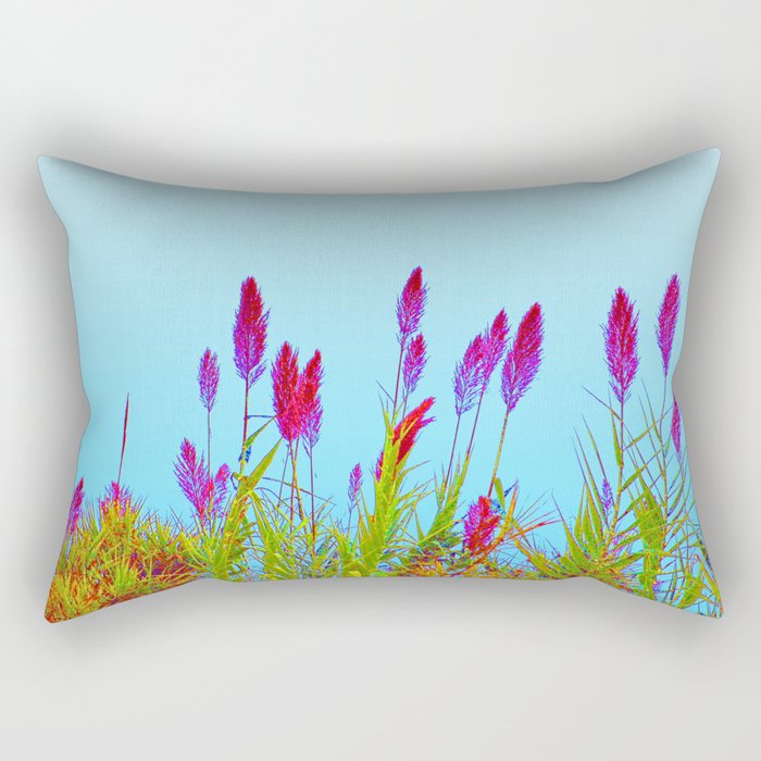 Flowering Pampas Grass Colorful Plumes Rectangular Pillow