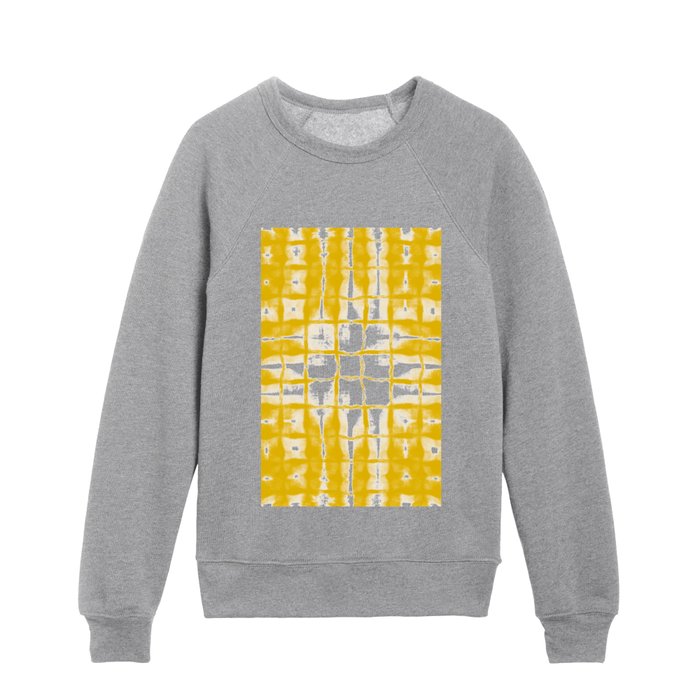 Square yellow shibori tie dyed Kids Crewneck