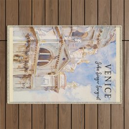 Vintage Watercolor Venice The Salute by John Singer Sargent Outdoor Rug