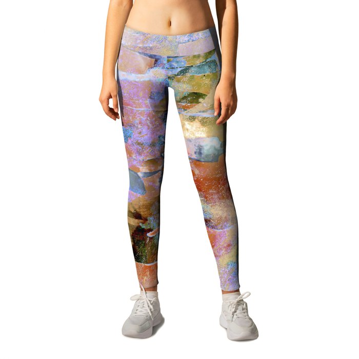 African Dye - Colorful Ink Paint Abstract Ethnic Tribal Art Pastel Leggings