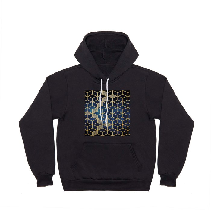 Shades Of Blue Cubes Pattern Hoody