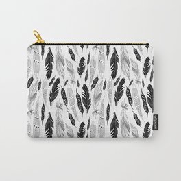 raphic pattern feathers on a white background Carry-All Pouch | Anexample, Image, Miscellaneous, Repeat, Abstraction, Texture, Black, Surface, Elegant, Lotfeathersurface 