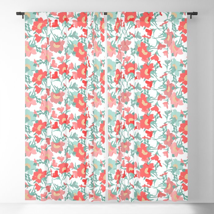 coral pink and mint green evening primrose flower meaning youth and renewal  Blackout Curtain