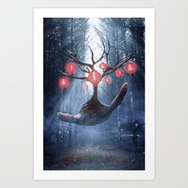 Turtle in the woods Art Print | Forest, Light, Fantastic, Collage, Turtle, Scyfy, Nature, Woods, Digital 