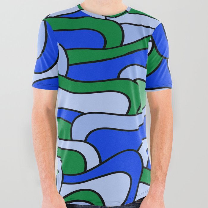 Abstract pattern - blue and green. All Over Graphic Tee
