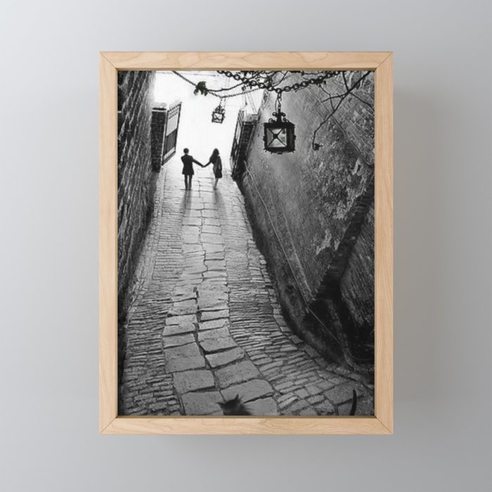 Fooled Around and Fell in Love, Florence, Italy 2014 romantic black and white photography / photograph Framed Mini Art Print