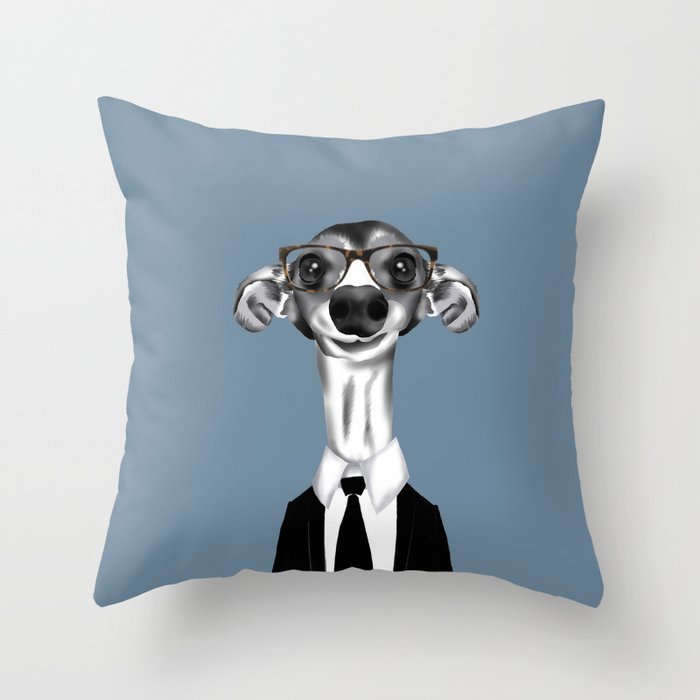 Greyhound in suit Throw Pillow
