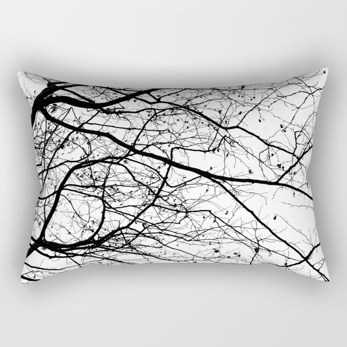 Minimal branches in black and white Rectangular Pillow
