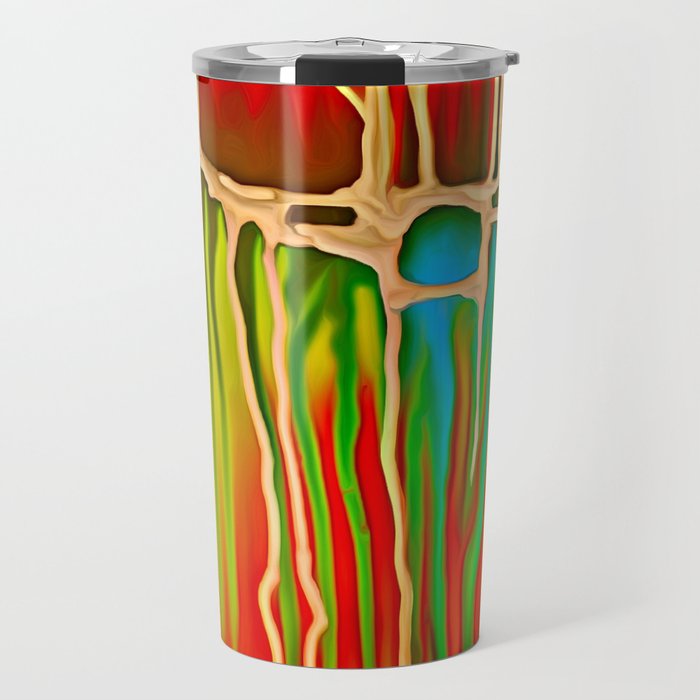 Distant Trees in Orange and Lime Travel Mug