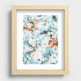 Foxes in daisy field-5B Recessed Framed Print