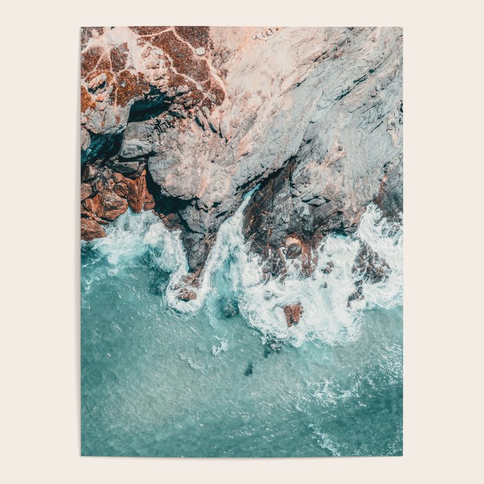 Ocean Print, Ocean Art, Printable Art, Waves Print, Ocean Rocks, Aerial