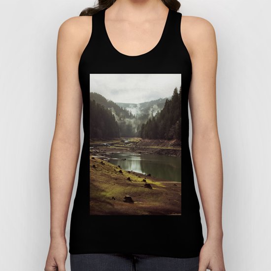 Foggy Forest Creek Unisex Tank Top
