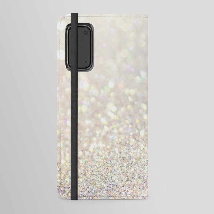 White Iridescent Glitter Android Wallet Case