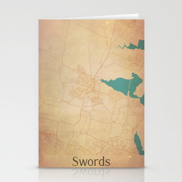 Swords vintage map Stationery Cards
