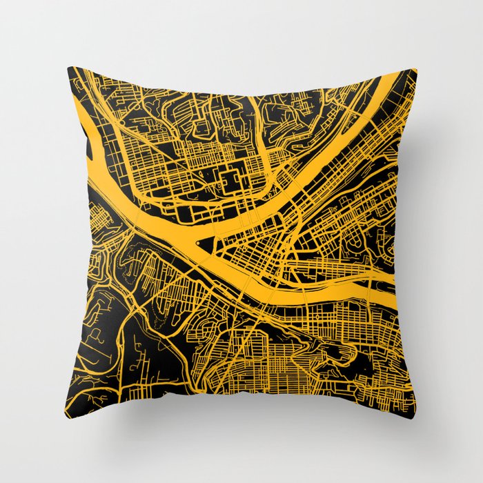 Pittsburgh City Map Pennsylvania 412 Steel City Vintage Maps Print Throw Pillow