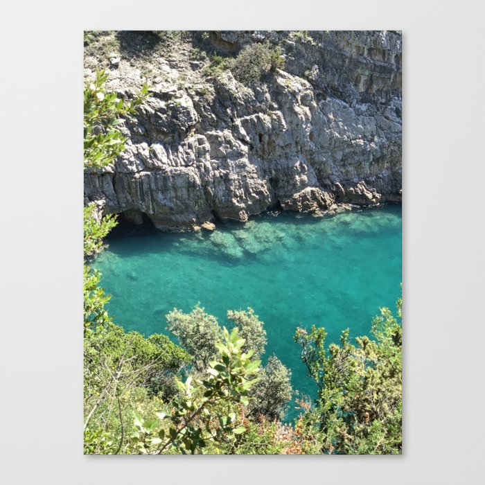 Awesome Green Emerald Sea In Amalfi Coast Italy Poster Canvas Print