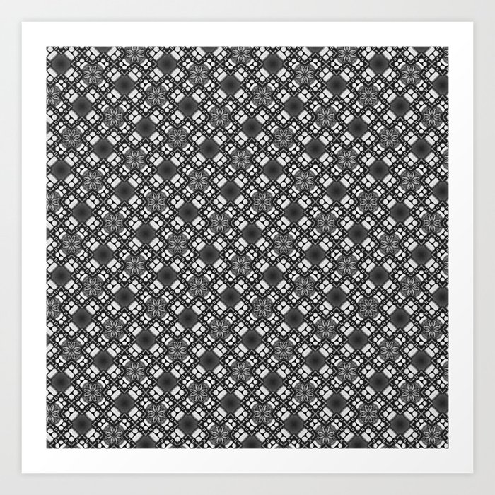 Monochrome rhombus plaid generative morph pattern Art Print