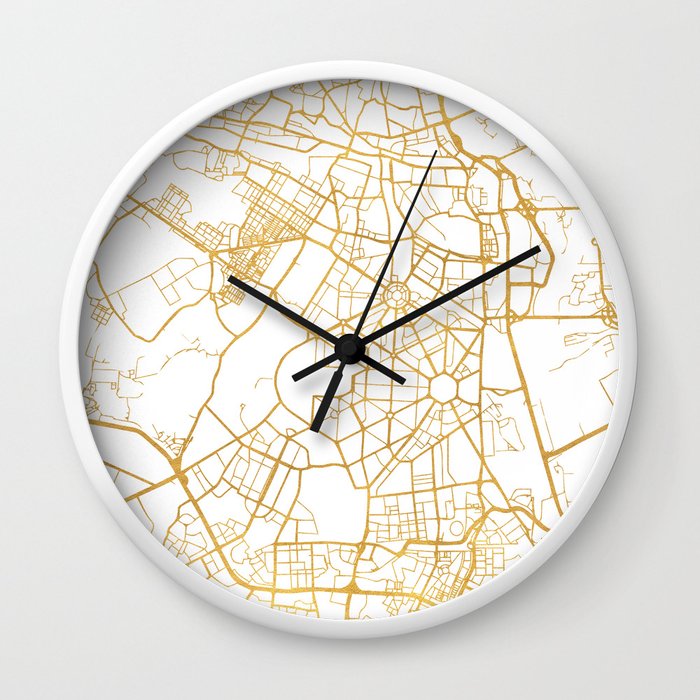 New Delhi India City Street Map Art Wall Clock By Deificusart Society6